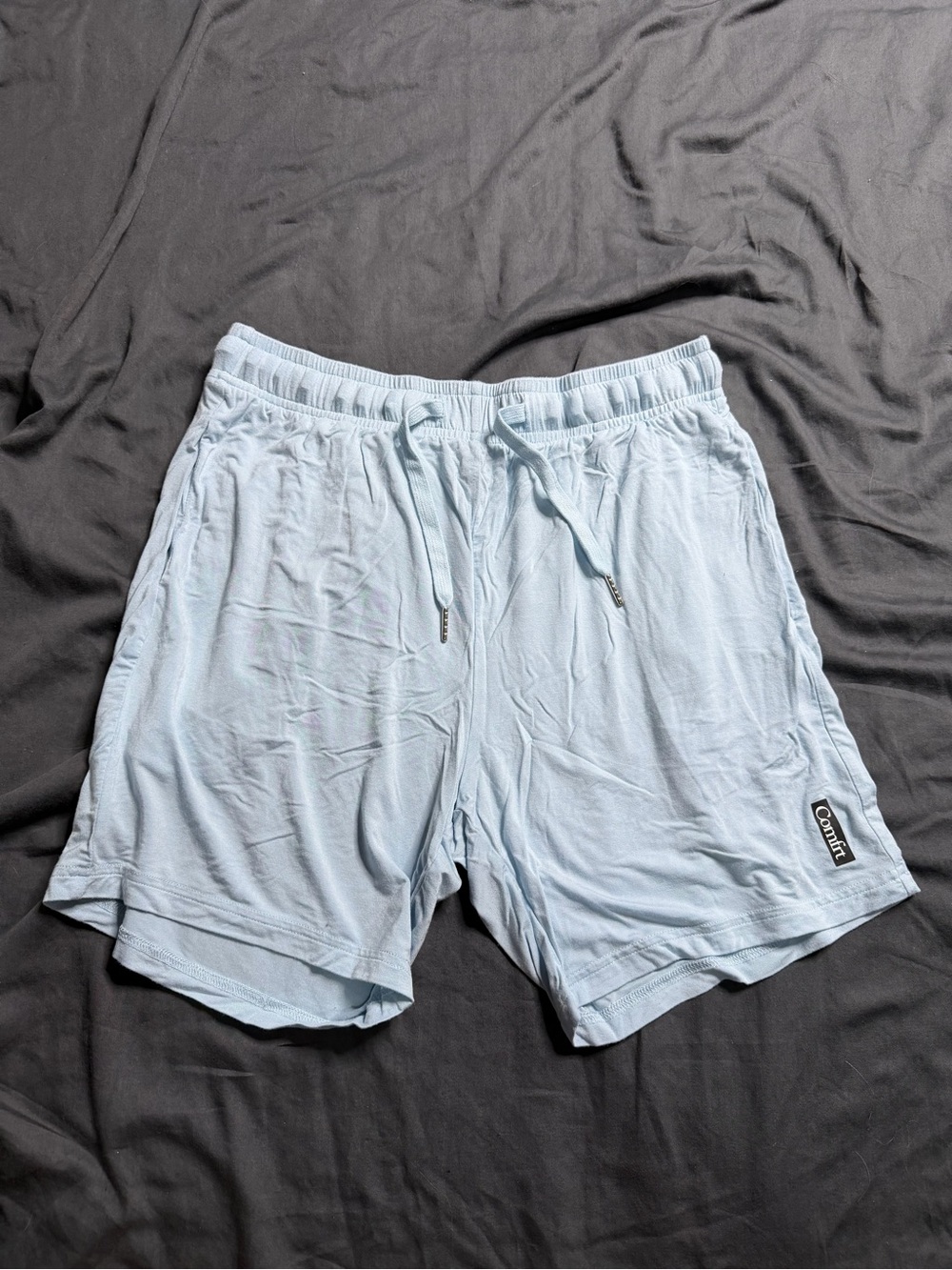 Comfrt Light Blue Athletic Lounge Shorts with Drawstring